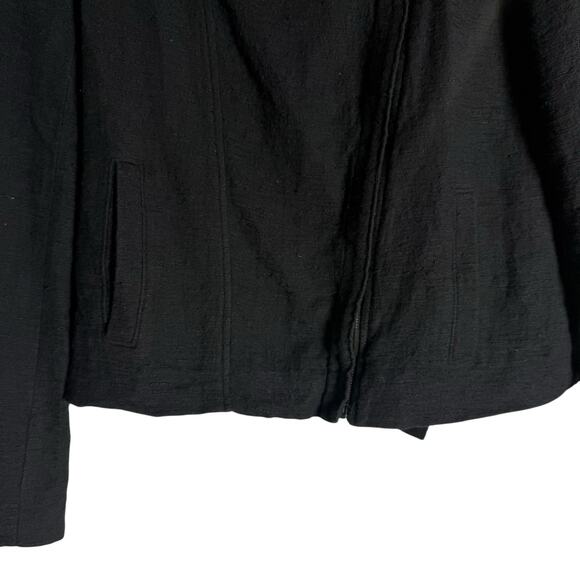 VINCE Stretch Frise Asymmetrical Zip Black Blazer Jacket Size Small - Picture 6 of 9